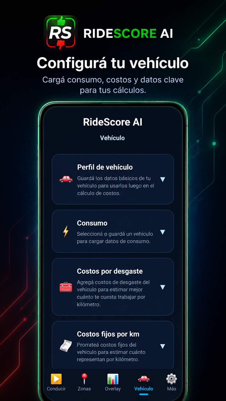 RideScore AI - Configurá tu vehículo