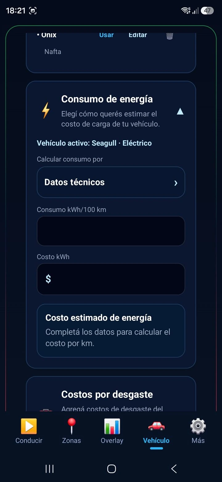 Pantalla Vehículo - consumo combustible 3